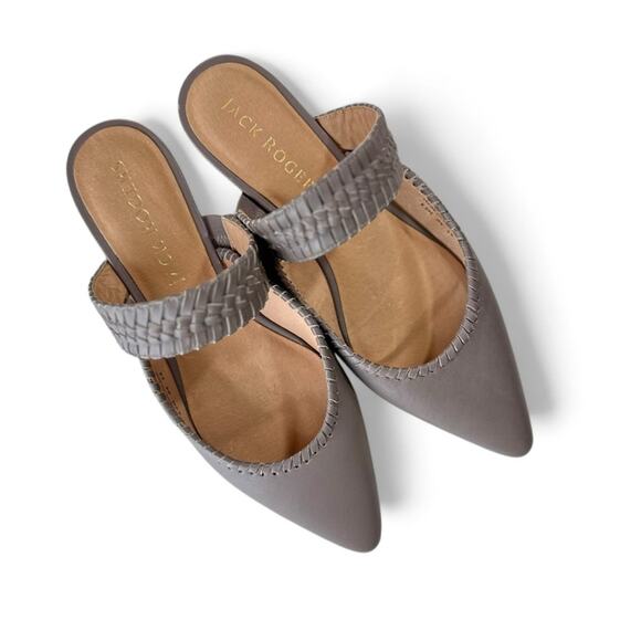 Jack Rogers Shoes - Jack Rogers Tinsley Pointed Slides Mules | Gray Whipstitch 8.5 Leather